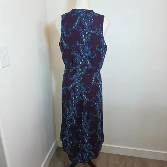 Cabi TREASURE Women 8 Purple Paisley Sleeveless Midi Dress - Picture 7 of 11
